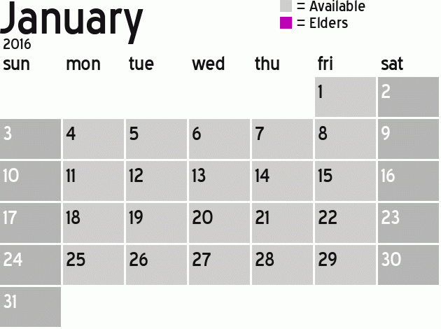 Missionary Dinner Calendar