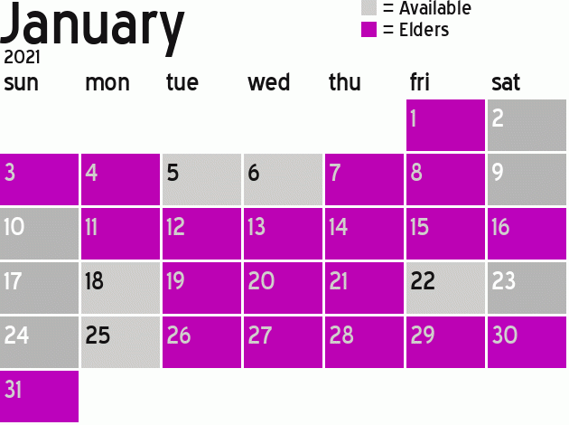 Missionary Dinner Calendar