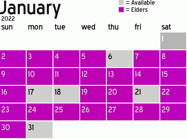 Missionary Dinner Calendar