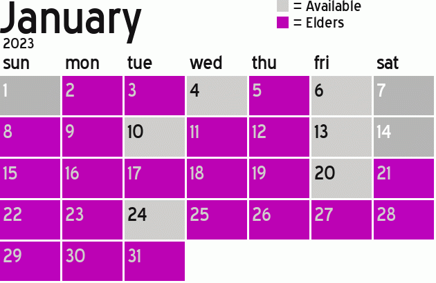 Missionary Dinner Calendar
