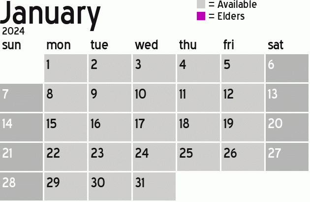 Missionary Dinner Calendar