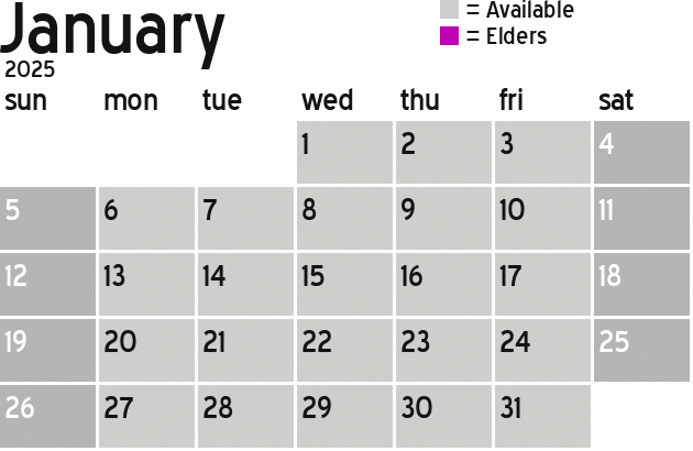 Missionary Dinner Calendar