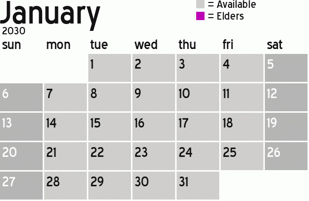Missionary Dinner Calendar