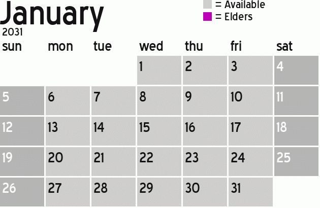 Missionary Dinner Calendar