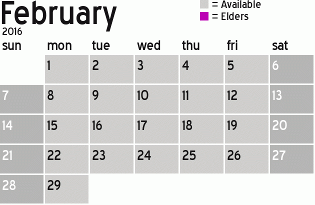 Missionary Dinner Calendar