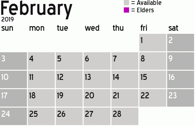 Missionary Dinner Calendar