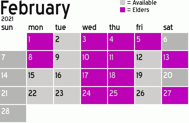 Missionary Dinner Calendar