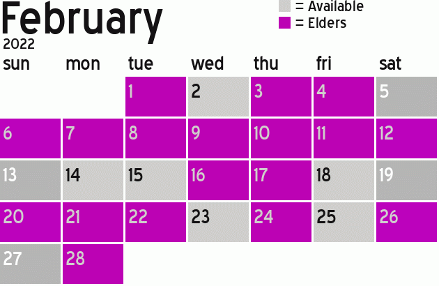 Missionary Dinner Calendar