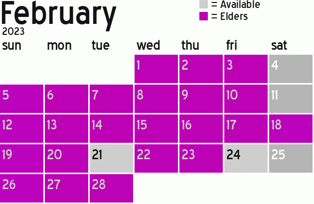 Missionary Dinner Calendar