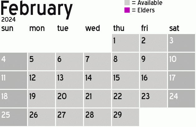 Missionary Dinner Calendar