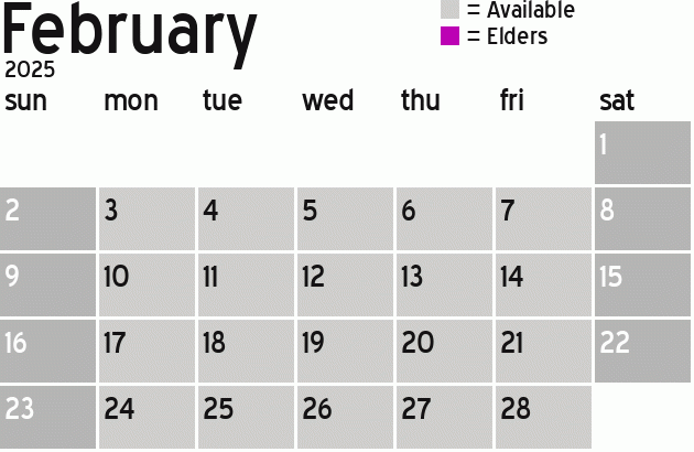 Missionary Dinner Calendar