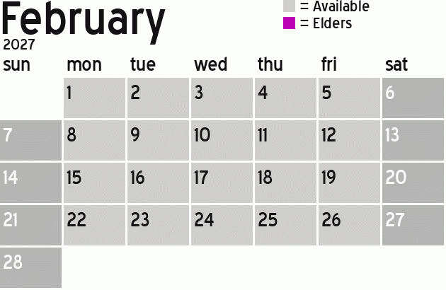 Missionary Dinner Calendar