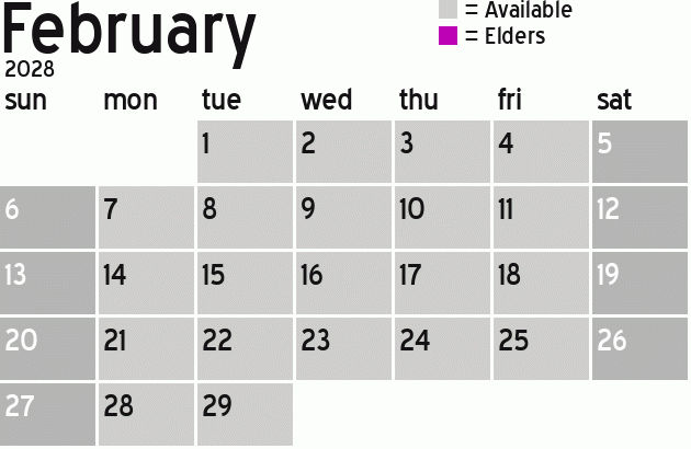 Missionary Dinner Calendar