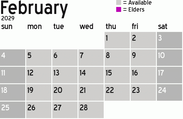 Missionary Dinner Calendar