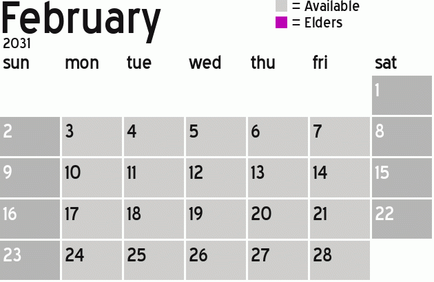 Missionary Dinner Calendar