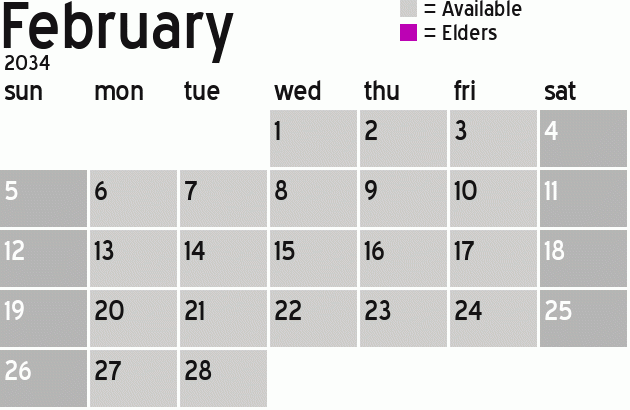 Missionary Dinner Calendar