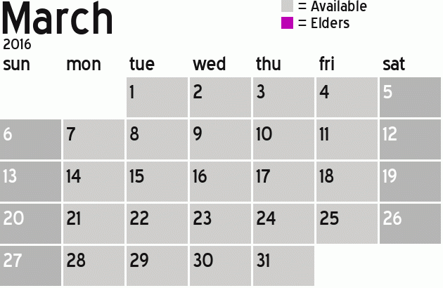 Missionary Dinner Calendar