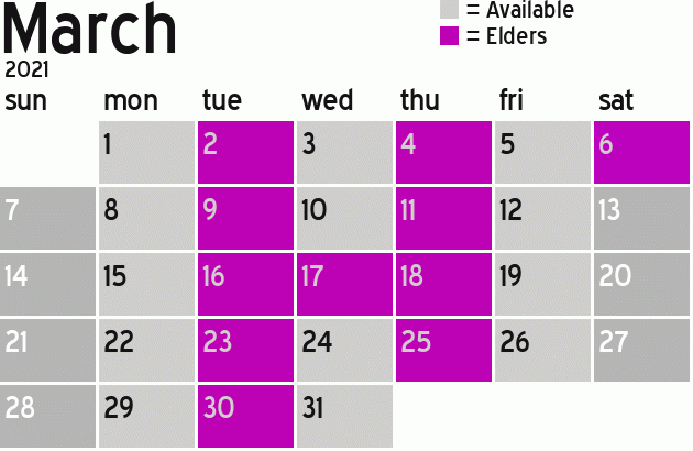 Missionary Dinner Calendar