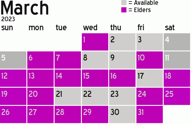 Missionary Dinner Calendar