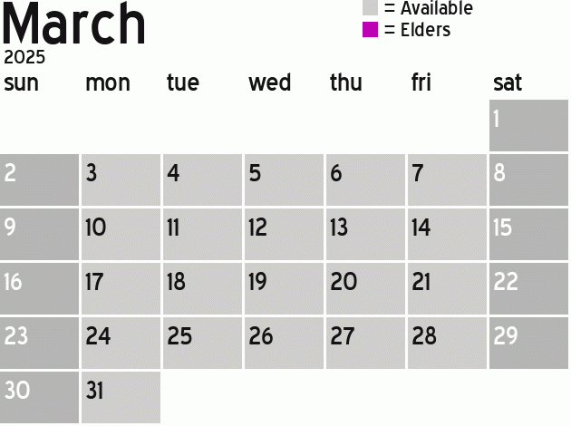 Missionary Dinner Calendar