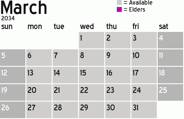 Missionary Dinner Calendar