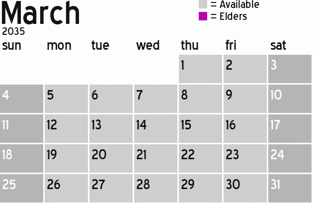 Missionary Dinner Calendar