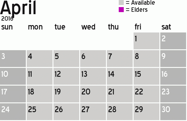 Missionary Dinner Calendar