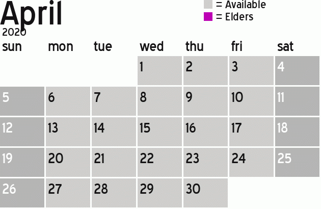Missionary Dinner Calendar