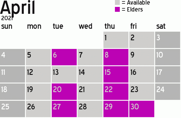 Missionary Dinner Calendar