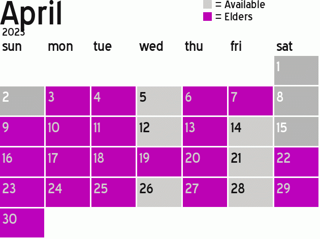 Missionary Dinner Calendar