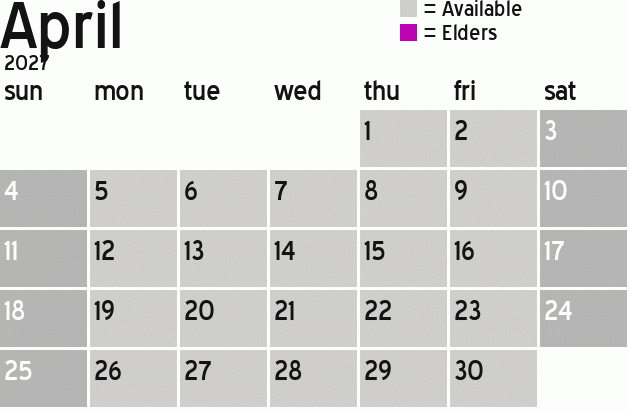 Missionary Dinner Calendar