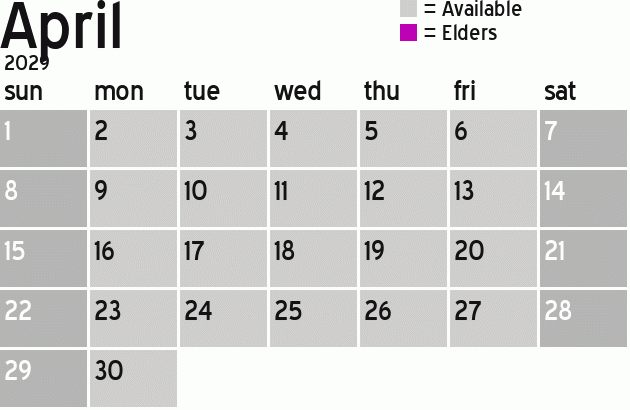 Missionary Dinner Calendar
