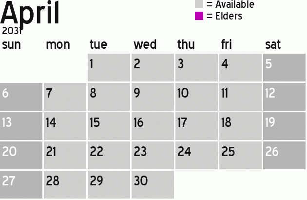 Missionary Dinner Calendar