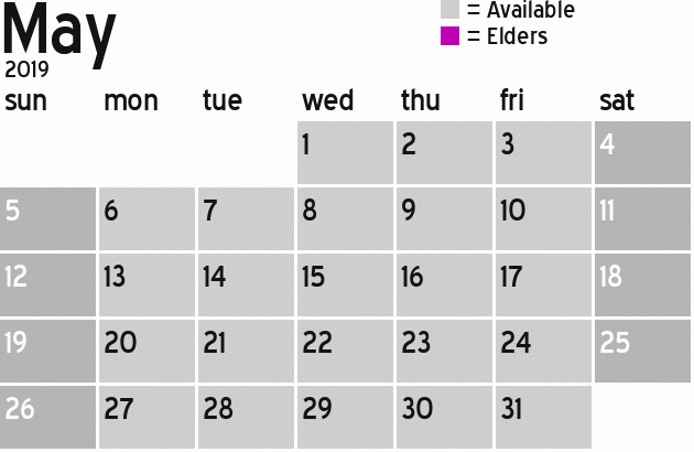 Missionary Dinner Calendar