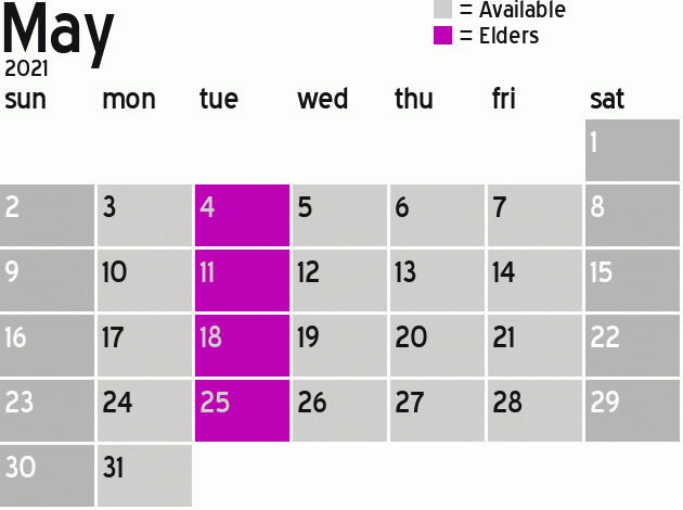 Missionary Dinner Calendar