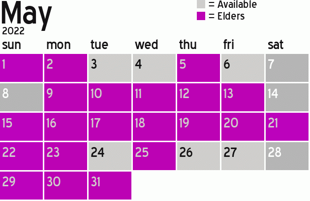 Missionary Dinner Calendar