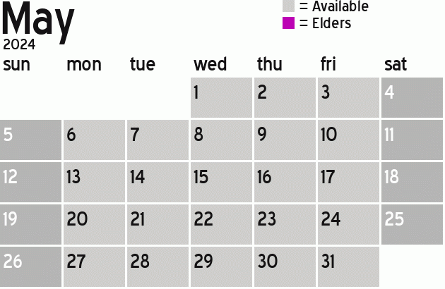 Missionary Dinner Calendar