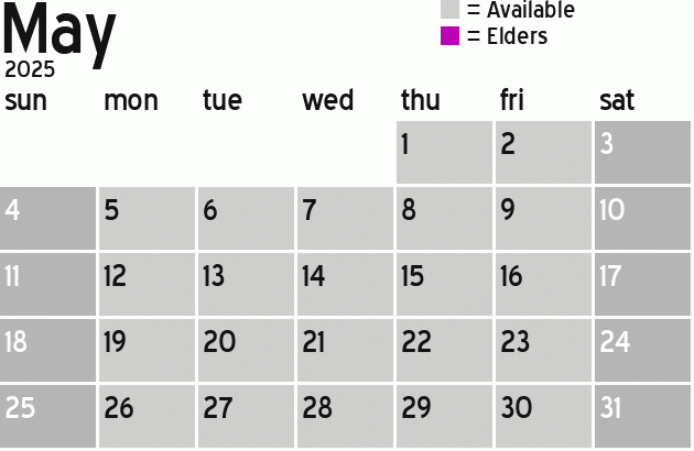 Missionary Dinner Calendar