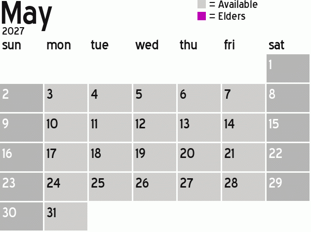 Missionary Dinner Calendar