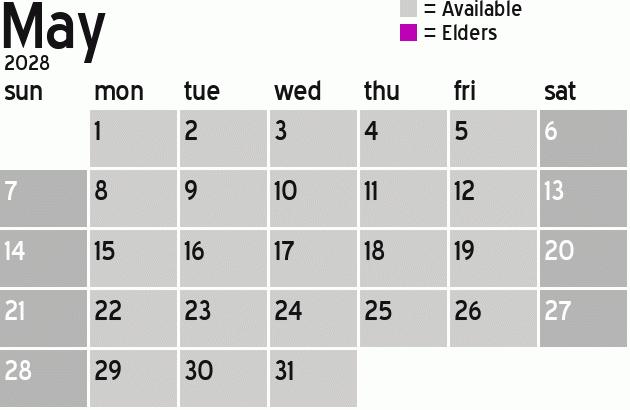 Missionary Dinner Calendar