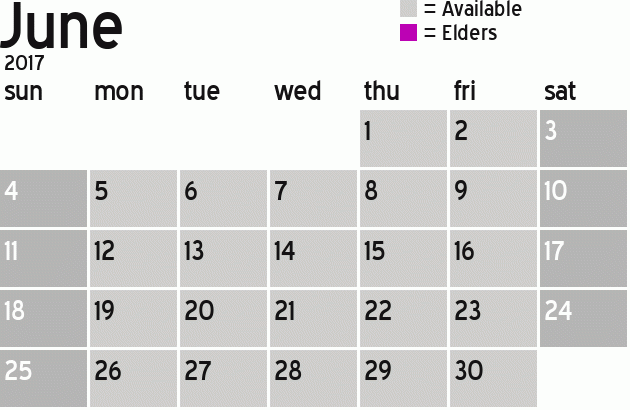 Missionary Dinner Calendar