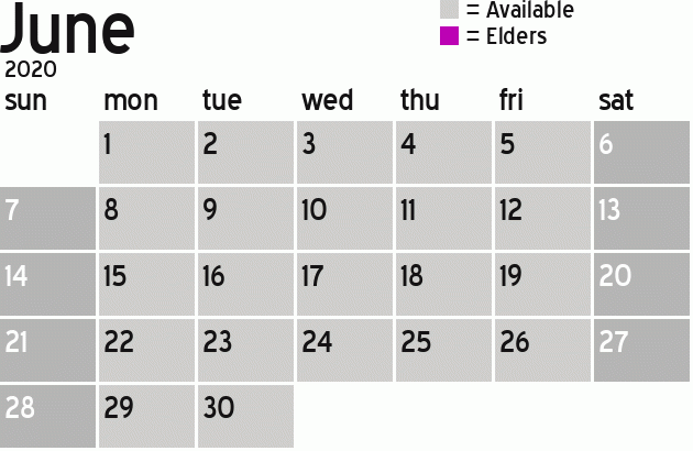 Missionary Dinner Calendar