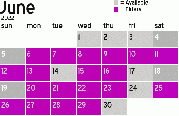 Missionary Dinner Calendar