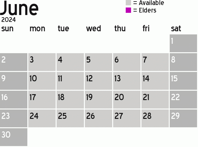 Missionary Dinner Calendar