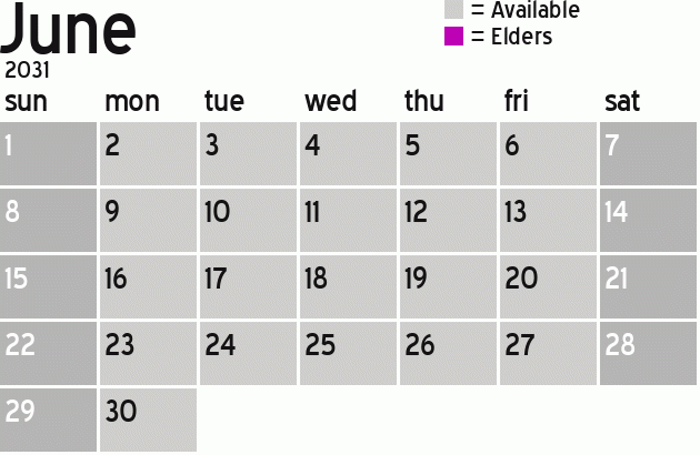 Missionary Dinner Calendar