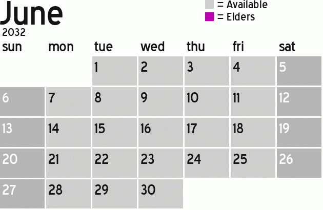 Missionary Dinner Calendar