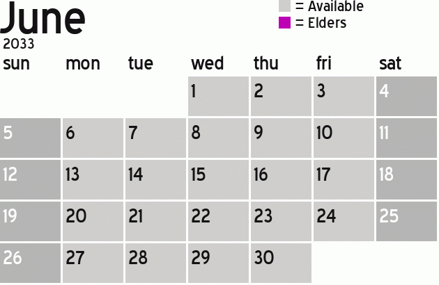 Missionary Dinner Calendar