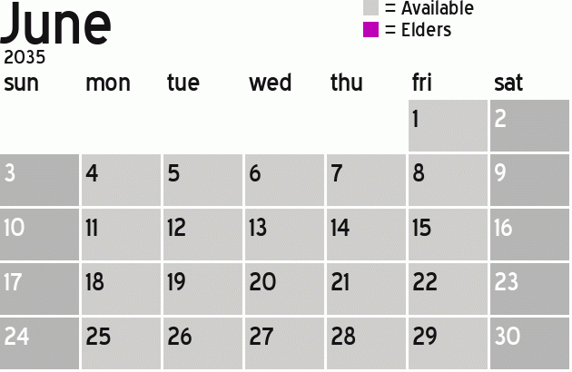 Missionary Dinner Calendar