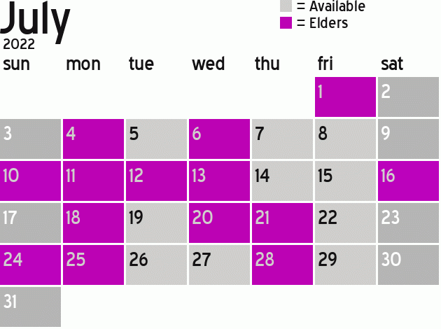 Missionary Dinner Calendar