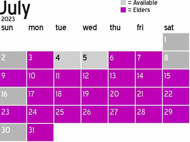 Missionary Dinner Calendar